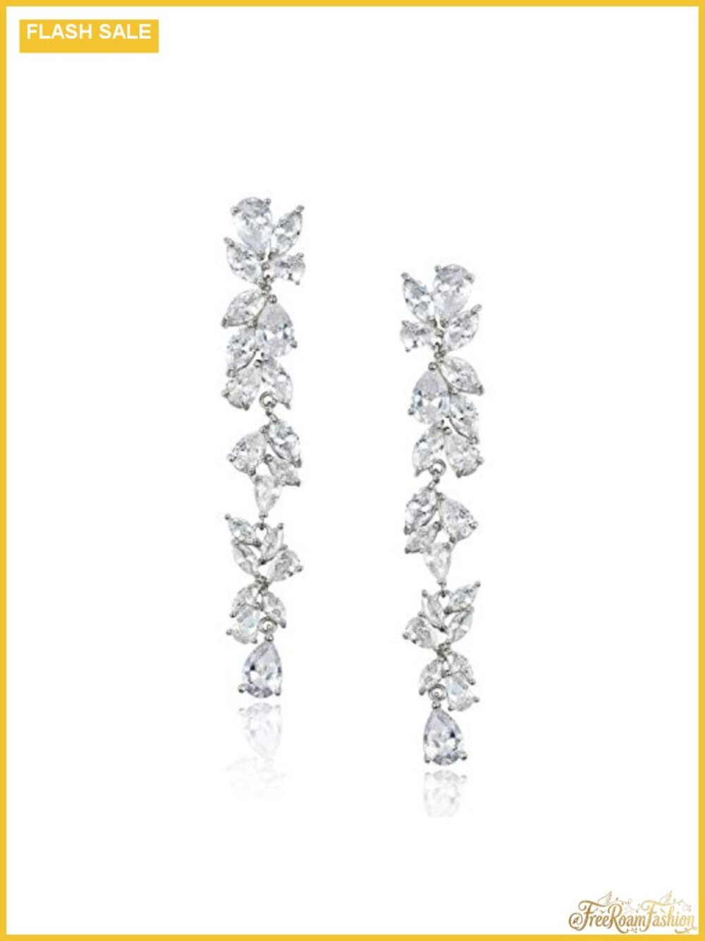 Cubic Zirconia Wedding Chandelier Dangle Drop Earrings Silver Plated